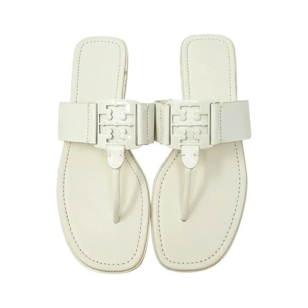 Tory Burch GEORGIA White Leather Thong Sandals Women's SZ Size 10.5
